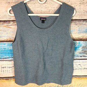 Patagonia Women's Organic Cotton Spring Sweater Tank Top Blue Size M Distressed